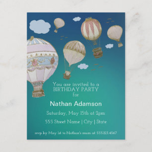 Personalise Whimsical Hot Air Balloons Invitation
