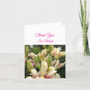 Personalise White Lilies Wedding Thank You Card