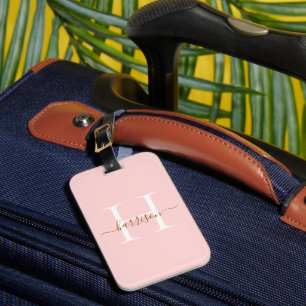 Personalise White Monogram Script Name Custom Luggage Tag