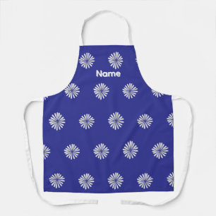 Personalise White Petals Blue Gift Apron