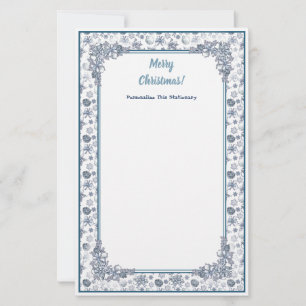 Personalise White Silver Christmas Stationery
