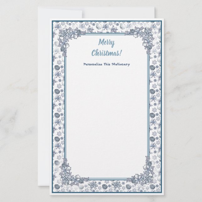 Personalise White Silver Christmas  Stationery (Front)