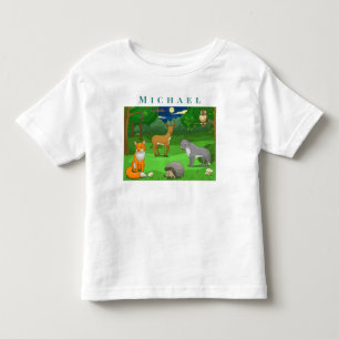 Personalise Wild Animals in A Forest Landscape Toddler T-Shirt