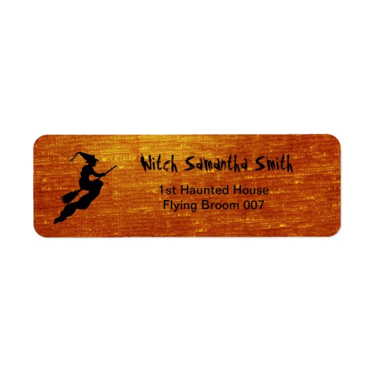 Personalise: Witch in Flight on Broom Silhouette Return Address Label