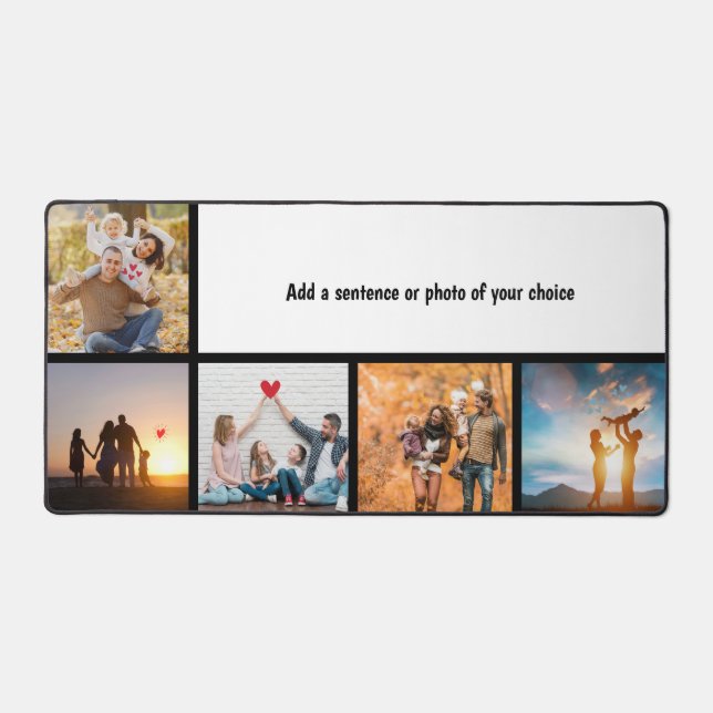 Personalise with 5 photos of family,friends,lovers desk mat (Front)