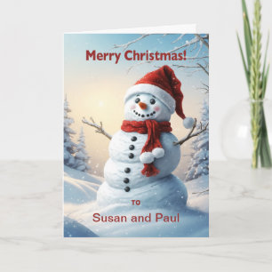 Personalise with a Name Christmas Snowman  Holiday Card