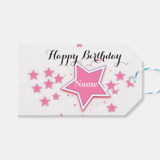 Personalise With A Name Pink STAR Gift Tags