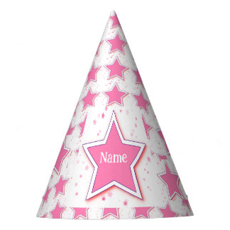Personalise With A Name Pink STAR  Party Hat