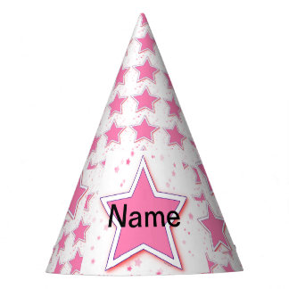 Personalise With A Name Pink STAR Party Hat