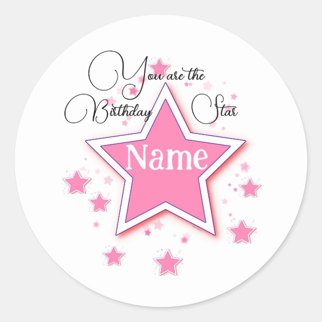 Personalise With A Name STAR  Classic Round Sticker (Front)