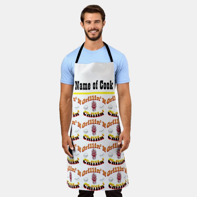 Personalise With Name Backyard Grillin' N Chillin  Apron (Worn)