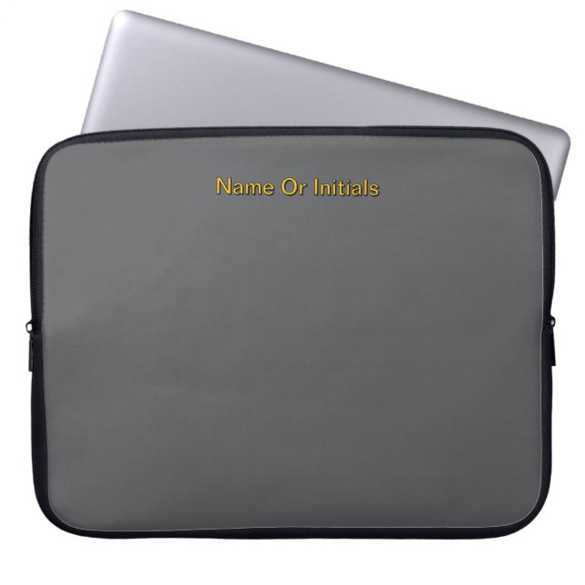 Personalise With Name Grey + Orange Laptop Sleeve (Front)