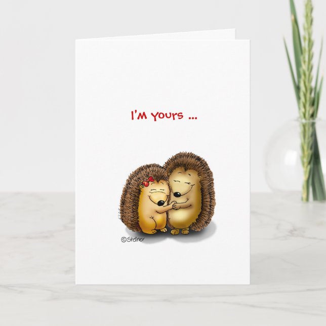 Personalise with name - Hugging Hedgehogs Holiday Card (Front)