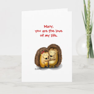 Personalise with name - Hugging Hedgehogs Holiday Card