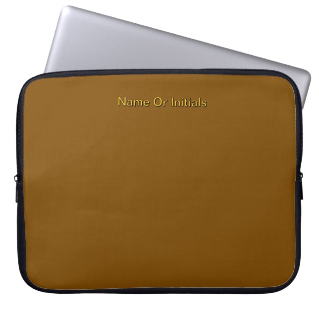 Personalise With Name Initials Brown      Laptop Sleeve (Front)