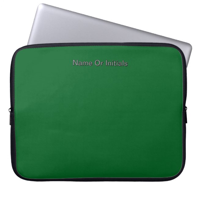 Personalise With Name Initials Green   Laptop Sleeve (Front)