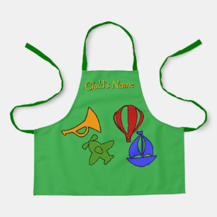 Personalise With Name Toy Collection Kids Green Apron