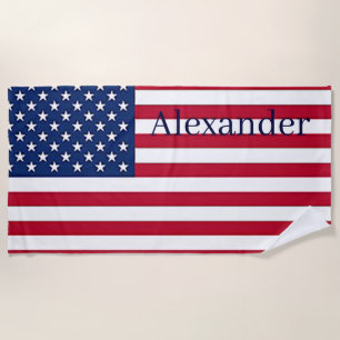 Personalise with name United States of America  Beach Towel