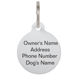 Personalise With Owner Info Round Dog Pet Tag