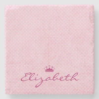 Personalise with Purple Tiara on Pink Polka Dots