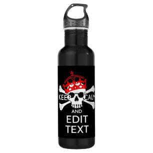 Personalise with Text Keep Calm Crossbones Skull 710 Ml Water Bottle