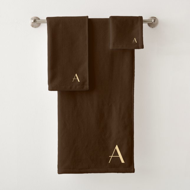 Personalise With Your Initial Dk Brown  Bath Towel Set (Insitu)