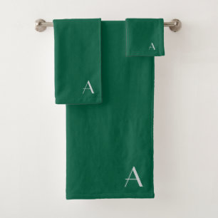 Personalise With Your Initial Green  Bath Towel Set