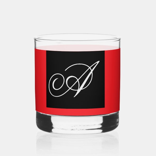 Personalise With Your Initial Red  Whiskey Glass (Front)
