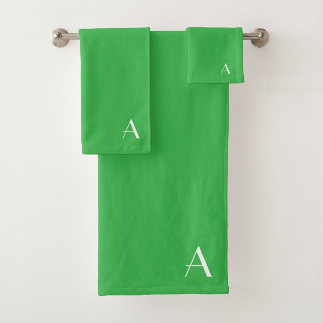 Personalise With Your Initial Rich Green Christmas Bath Towel Set (Insitu)