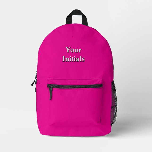 Personalise With Your Initials Hot Pink   Printed Backpack (Front)