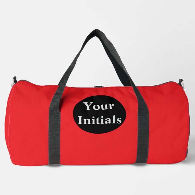 Personalise With Your Initials Red  Duffle Bag (Front)