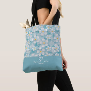 Personalise with your Name and City this ♥ Daisies Tote Bag