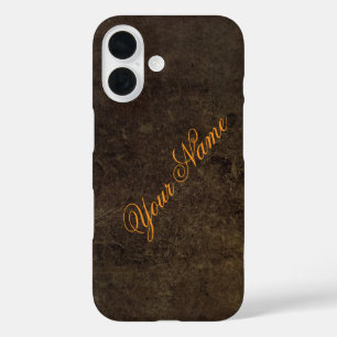 Personalise With Your Name Dark Rustic iPhone 16 Case
