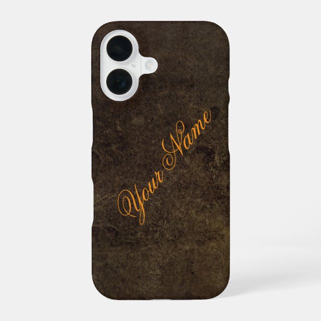 Personalise With Your Name Dark Rustic   iPhone 16 Case (Back)