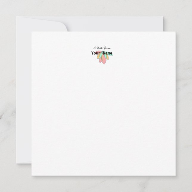 Personalise With Your Name Floral Flat Note Card (Front)