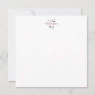 Personalise With Your Name Peach Flat Note Card