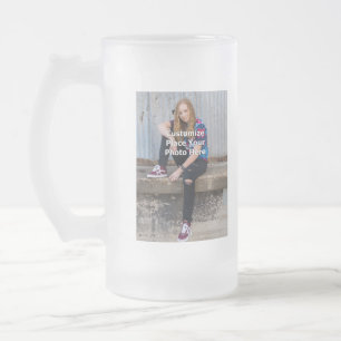 Personalise With Your Photo Frosted Glass Beer Mug
