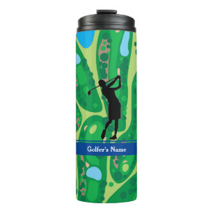 Personalise Woman Golfer Thermal Tumbler