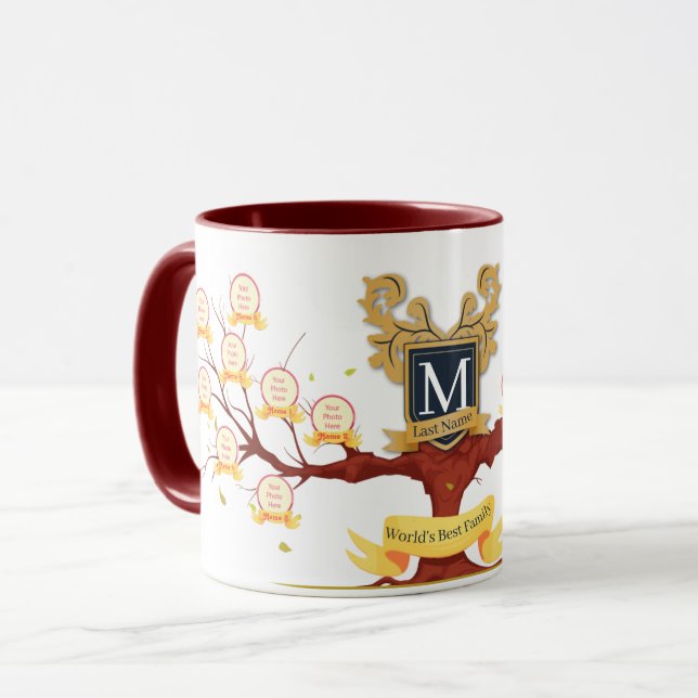Personalise World's Best Family Tree Photo Collage Mug (Front Left)