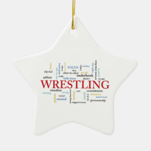 Personalise, Wrestling Coach Thank You in Words Ceramic Tree Decoration