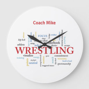 Personalise, Wrestling Coach Thank You in Words Large Clock