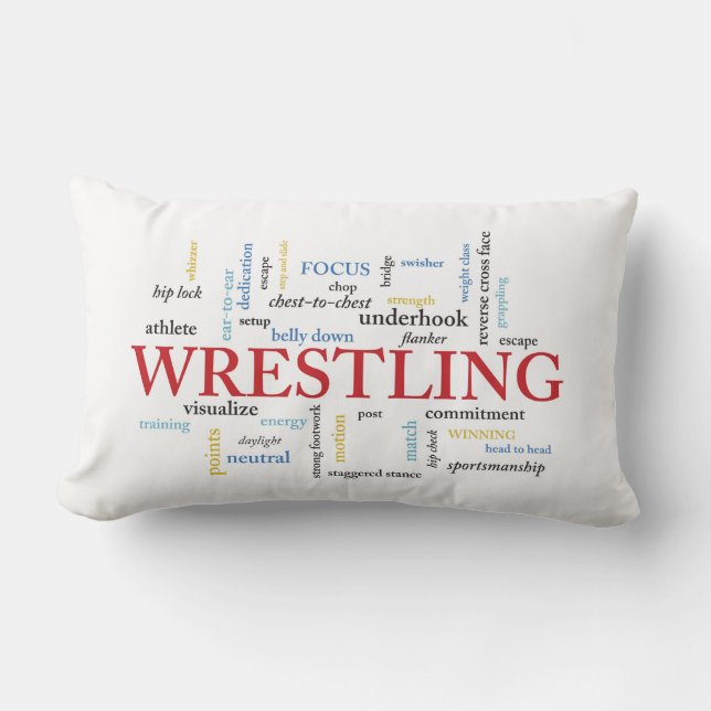 Personalise, Wrestling Coach Thank You in Words Lumbar Cushion (Front)