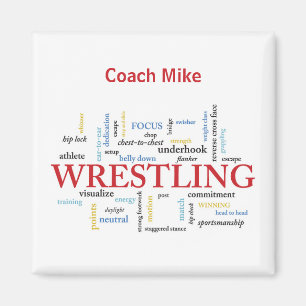 Personalise, Wrestling Coach Thank You in Words Magnet