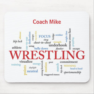 Personalise, Wrestling Coach Thank You in Words Mouse Mat