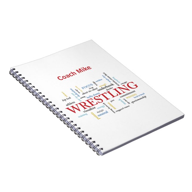 Personalise, Wrestling Coach Thank You in Words Notebook (Right Side)