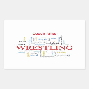 Personalise, Wrestling Coach Thank You in Words Rectangular Sticker
