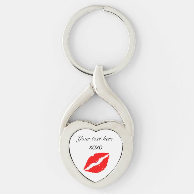 Personalise XOXO LIPS Valentine Key Ring (Front)
