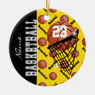 Personalise Yellow Basketball Ceramic Tree Decoration