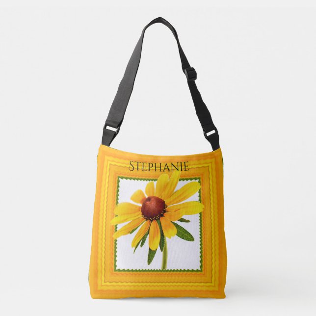 Personalise:  Yellow Black-Eyed Susan Photography Crossbody Bag (Front)