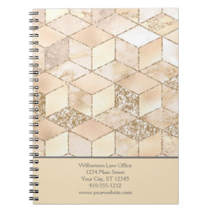 Personalise Yellow Brown Grey Peach Geometric Notebook
